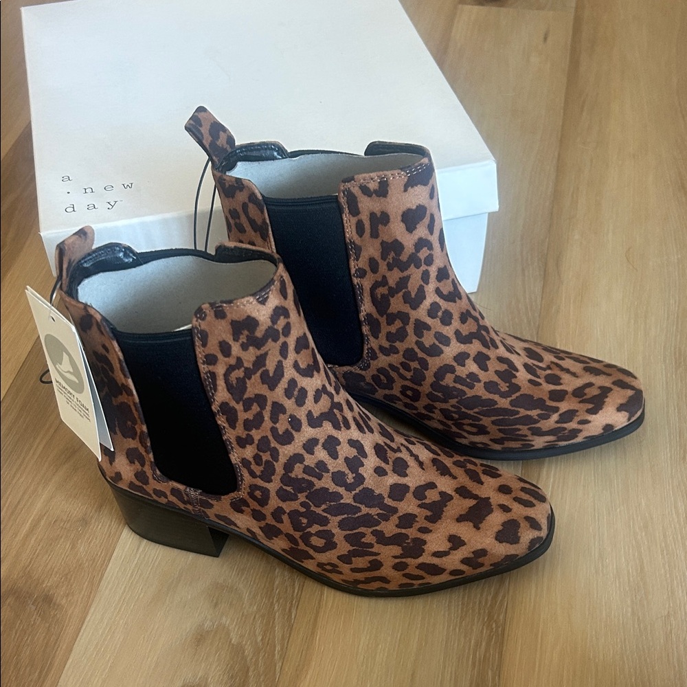 NWT A New Day Women's Animal Print Ankle Booties Ellie